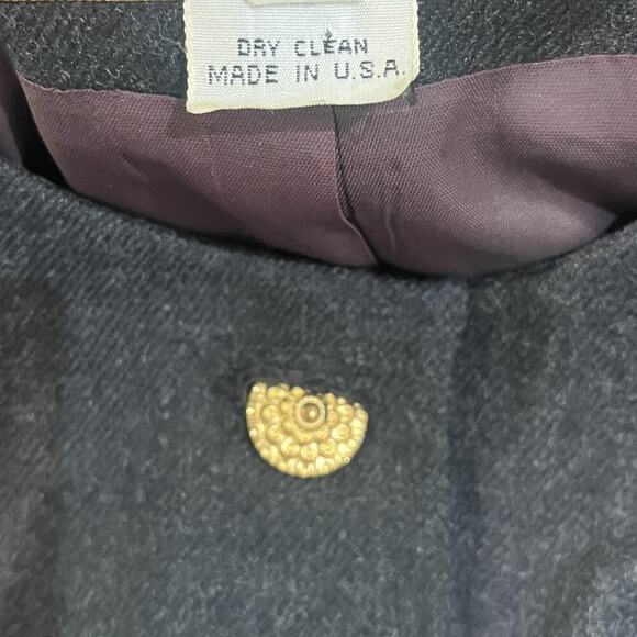 Vintage Saville Blazer Womens 10 Gray Wool Gold Button Made USA Structured 80s - Picture 8 of 10